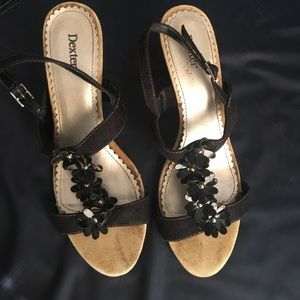 Black flower sandals